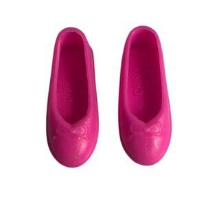 Vintage Barbie Hot Pink Flat Shoes w/ Bow Mattel Doll Accessory Retro Barbiecore